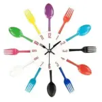 Cutlery Metal Kitchen Wall Clock Spoon Fork Creative Quartz Wall Mounted Clock tag1