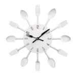 Cutlery Metal Kitchen Wall Clock Spoon Fork Creative Quartz Wall Mounted Clock tag1