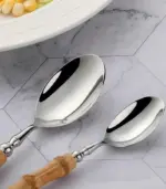 Cutlery Set Natural Bamboo Handle 304 Stainless Steel Silver tag1