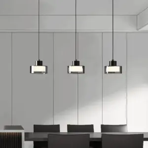 CyGleam Pendant Light - Circular Smoke Glass Hanging Lamp - Modern Minimalist Lighting