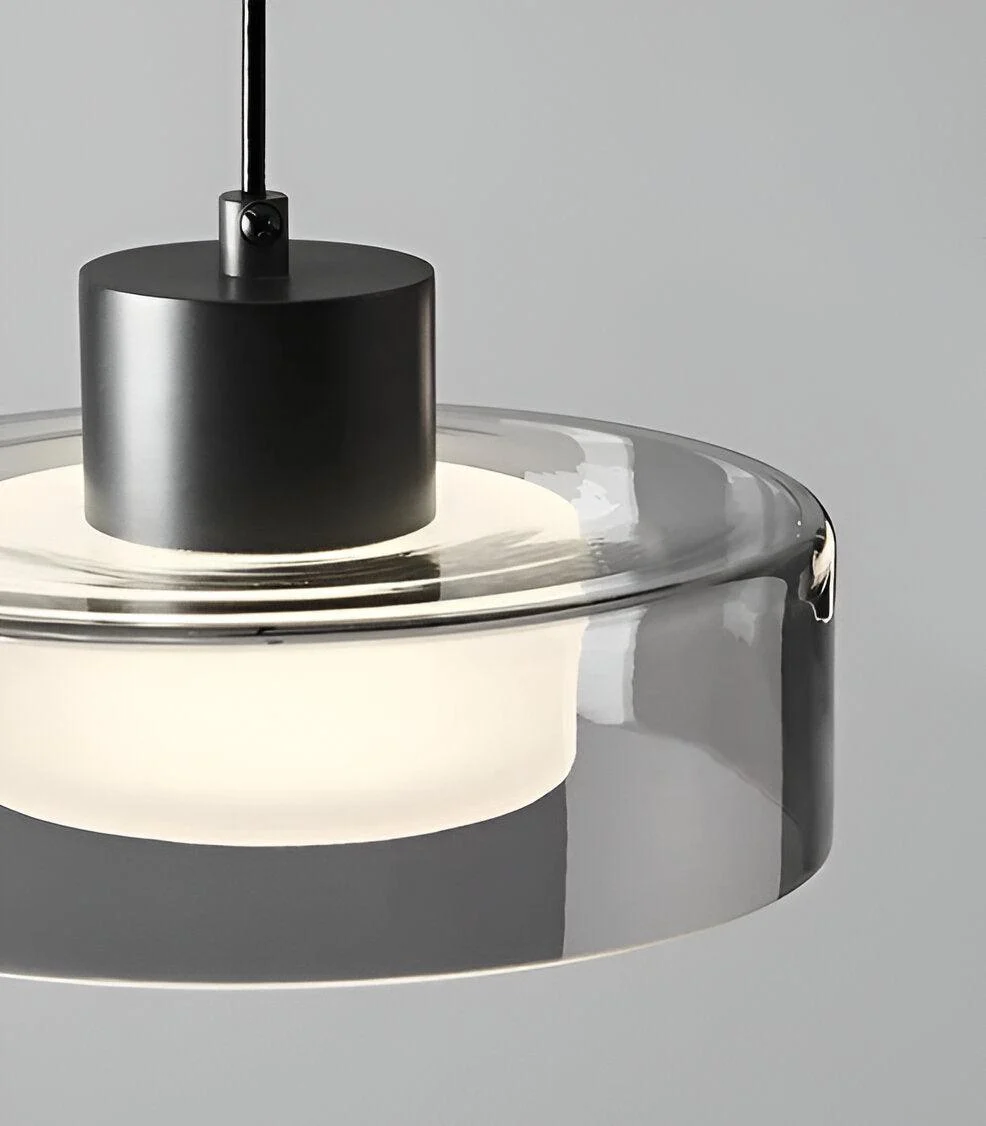 CyGleam Pendant Light - Circular Smoke Glass Hanging Lamp - Modern Minimalist Lighting -  - #tag1#