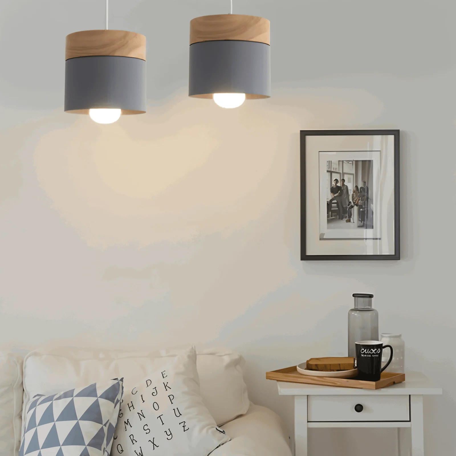 Cylinder Chic Metal & warm Wood Pendant Light -  - #tag1#