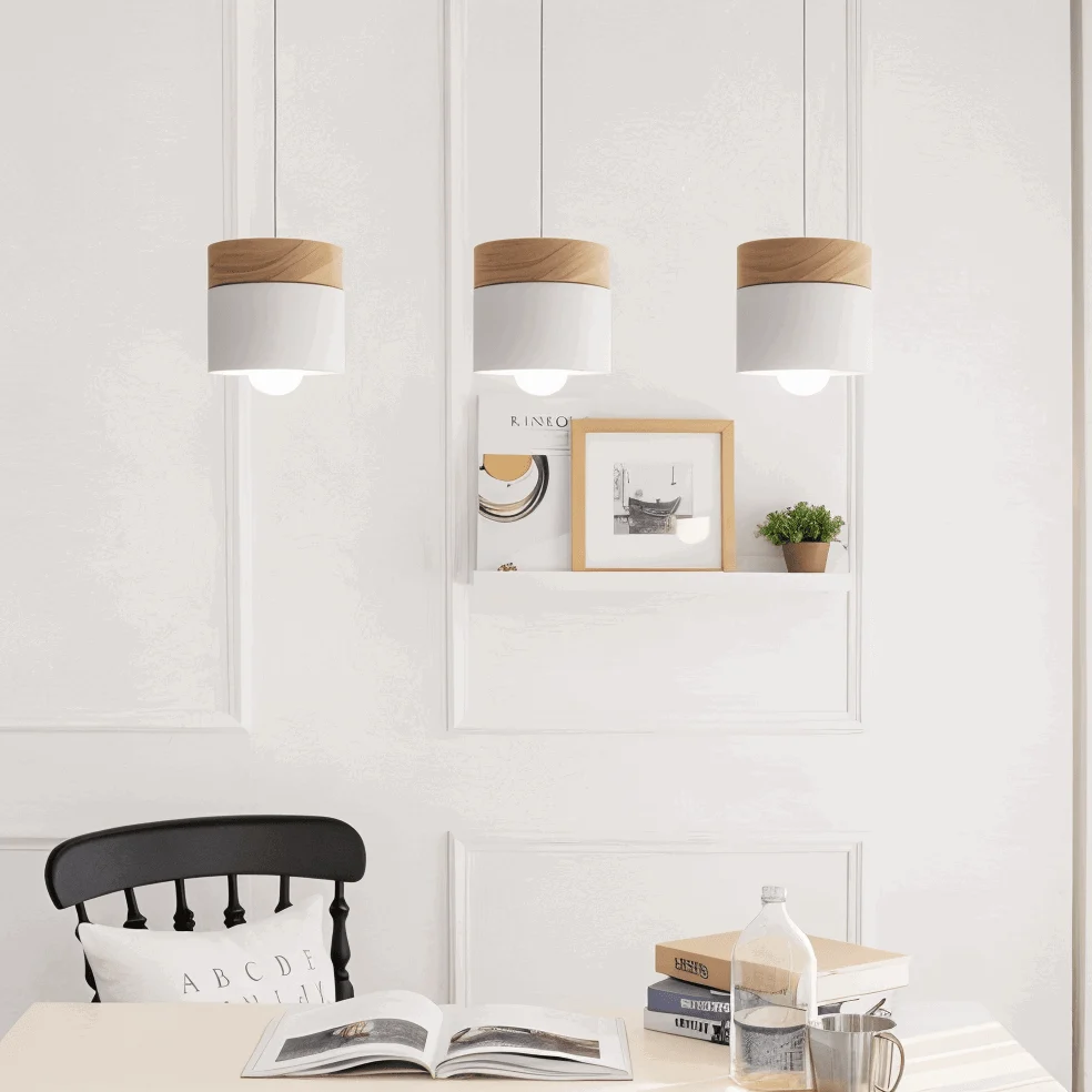 Cylinder Chic Metal & warm Wood Pendant Light -  - #tag1#