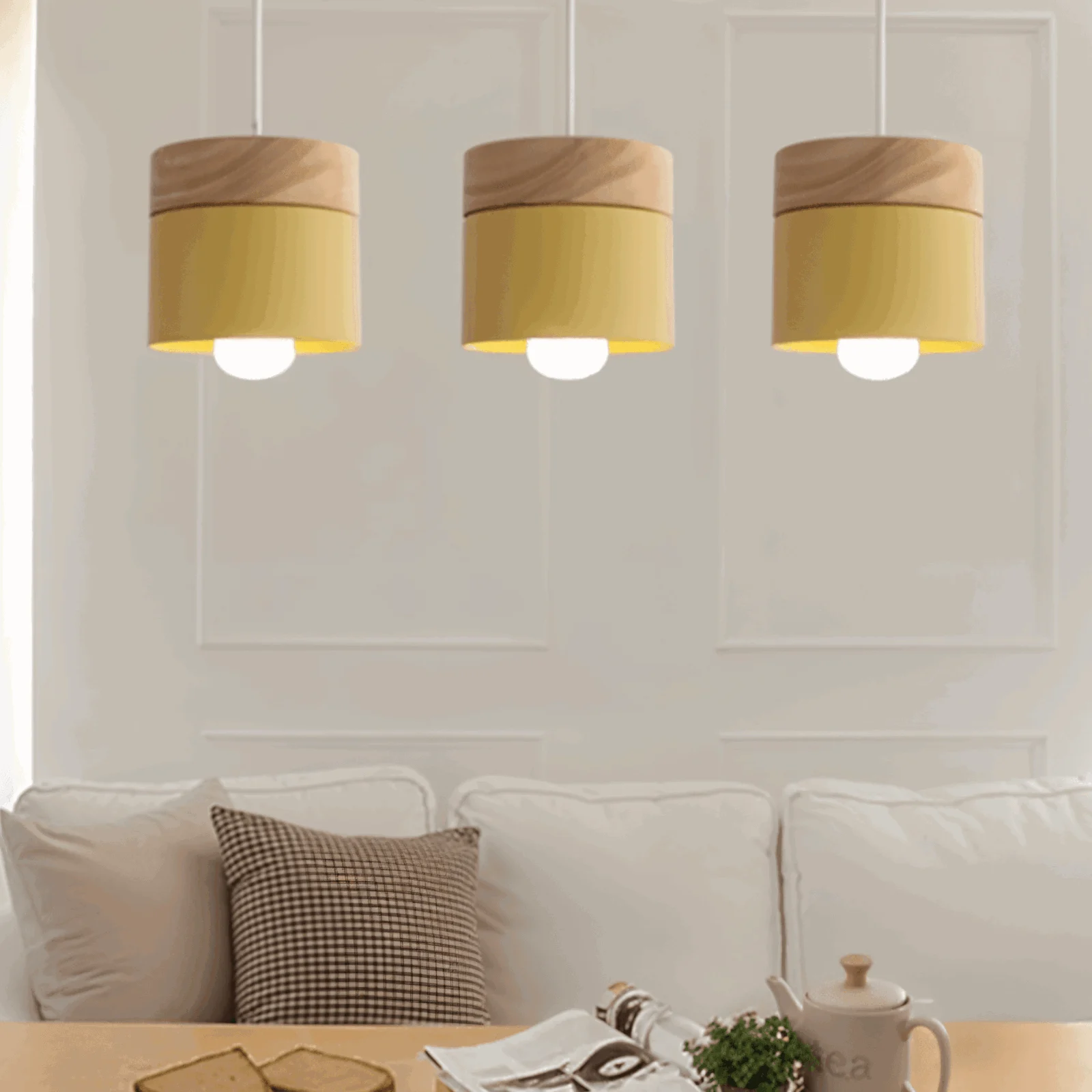 Cylinder Chic Metal & warm Wood Pendant Light -  - #tag1#