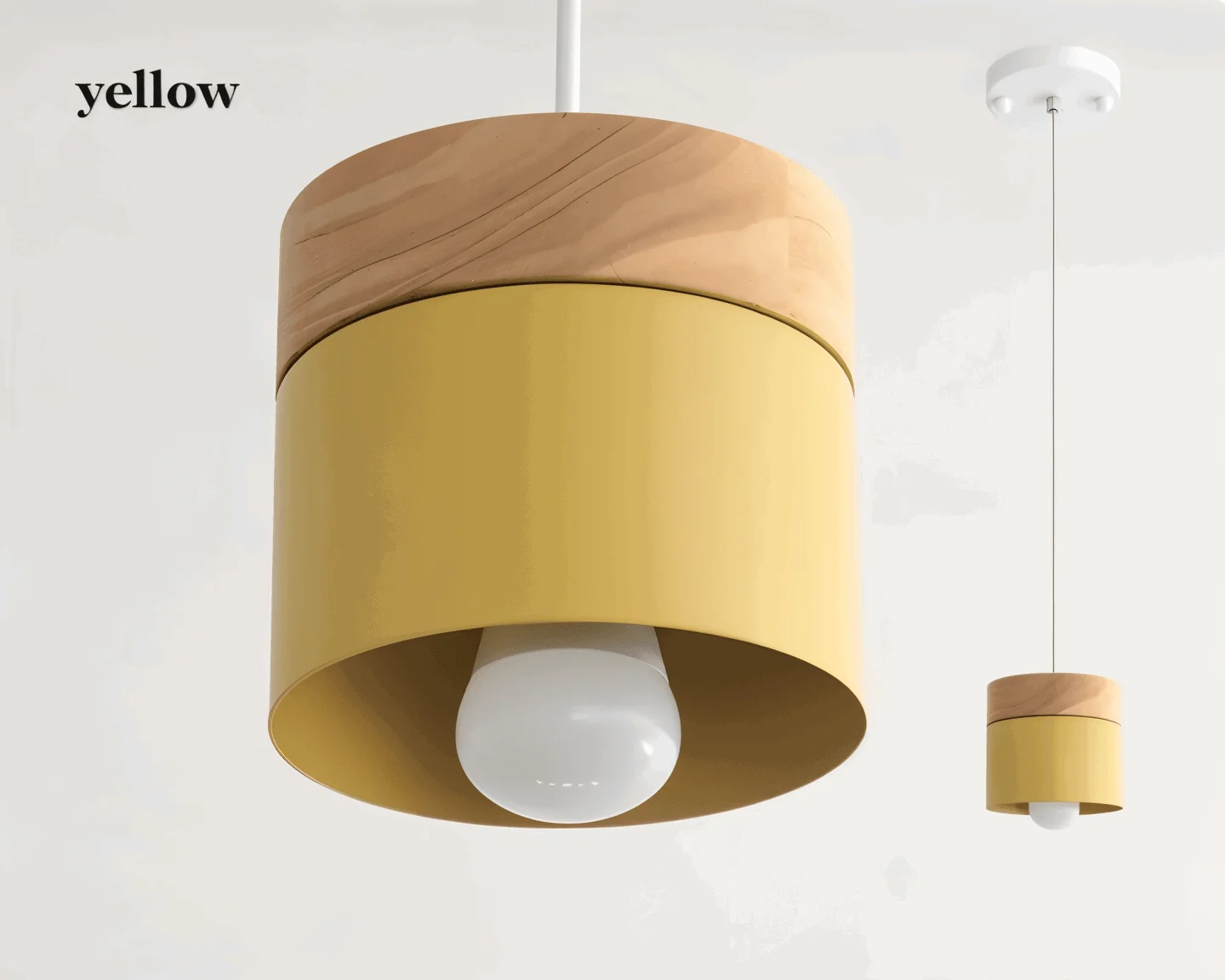 Cylinder Chic Metal & warm Wood Pendant Light -  - #tag1#