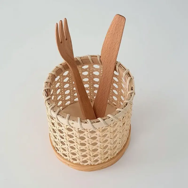 Cylindrical Rattan Storage Basket tag1