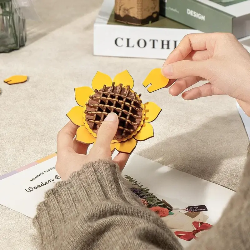 DIY Flower Bouquet Wooden Floral Jigsaw tag1