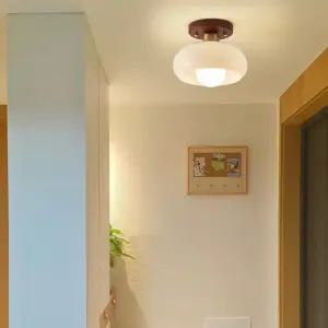 Homeko French White Hallway Glass Ceiling Light