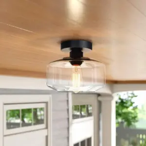 Homeko Clear Glass Dome Flush Mount Ceiling Light