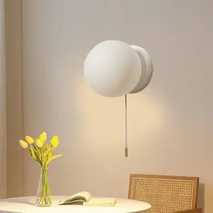 Homeko Mini White Pull Cord Wall Light