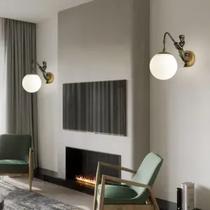 Homeko White Glass Ball Wall Light