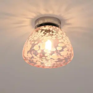 Homeko Pink Glass Hallway Ceiling Light