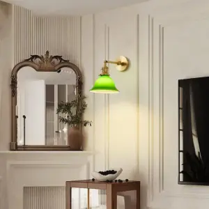 Homeko-Century Green Adjustable Glass Shade Wall Light