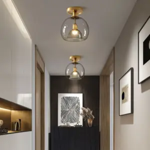 Homeko Glass Hallway Grey Ceiling Light