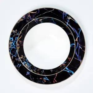 Ozarke's Pathway Black Marble Plate Set