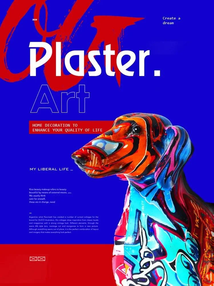 Dachshund Dog Sculptures and Statues Painted Colorful Decoration Decor Crafts -