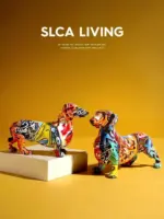 Dachshund Dog Sculptures and Statues Painted Colorful Decoration Decor Crafts