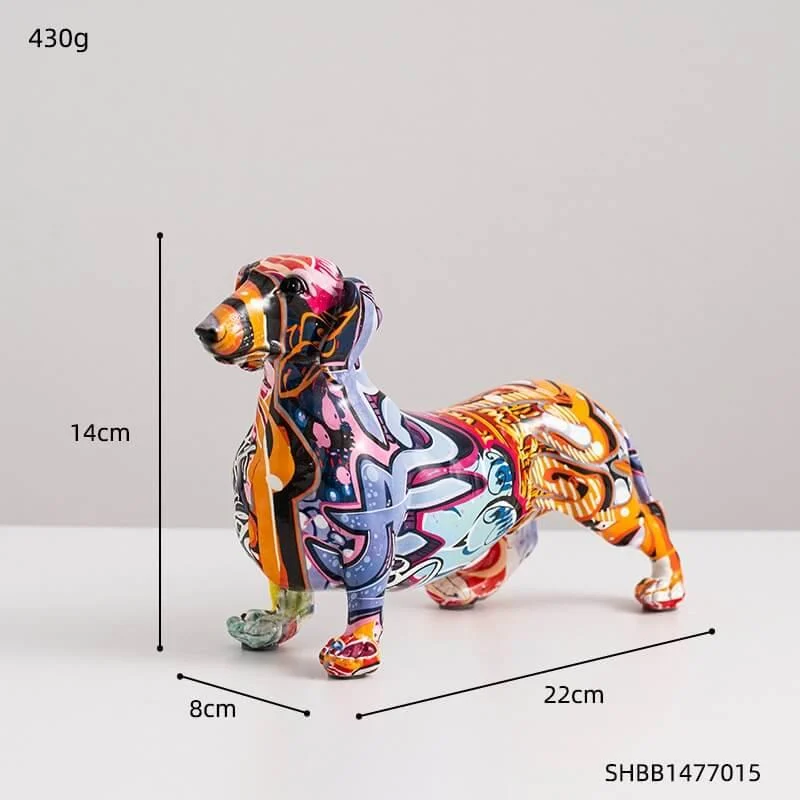 Dachshund Sculpture Graffiti Style Living Room Decoration Resin -  - #tag1#