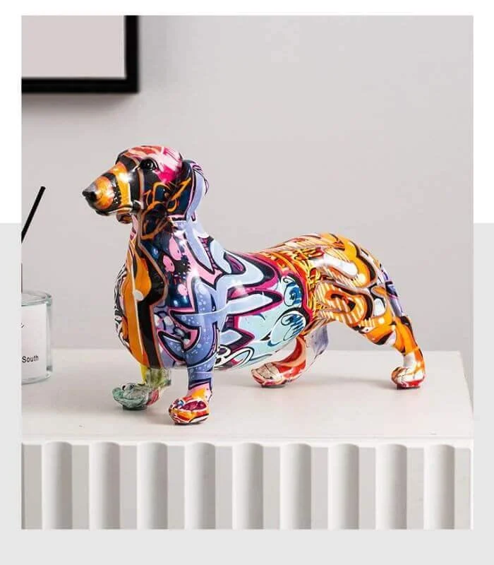 Dachshund Sculpture Graffiti Style Living Room Decoration Resin -  - #tag1#