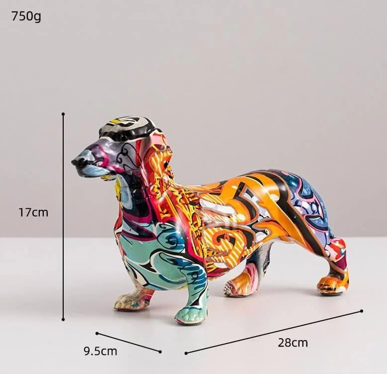 Dachshund Sculpture Graffiti Style Living Room Decoration Resin -  - #tag1#