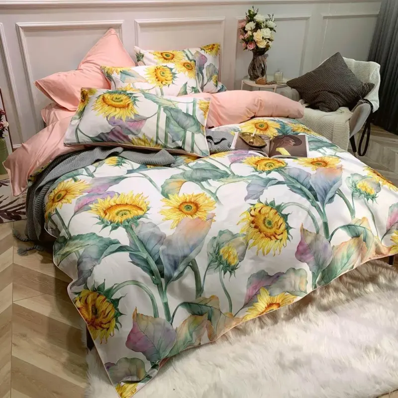 Dainty Sunflower Duvet Cover Set Egyptian Cotton tag1