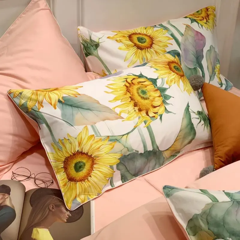 Dainty Sunflower Duvet Cover Set Made of Egyptian Cotton tag1