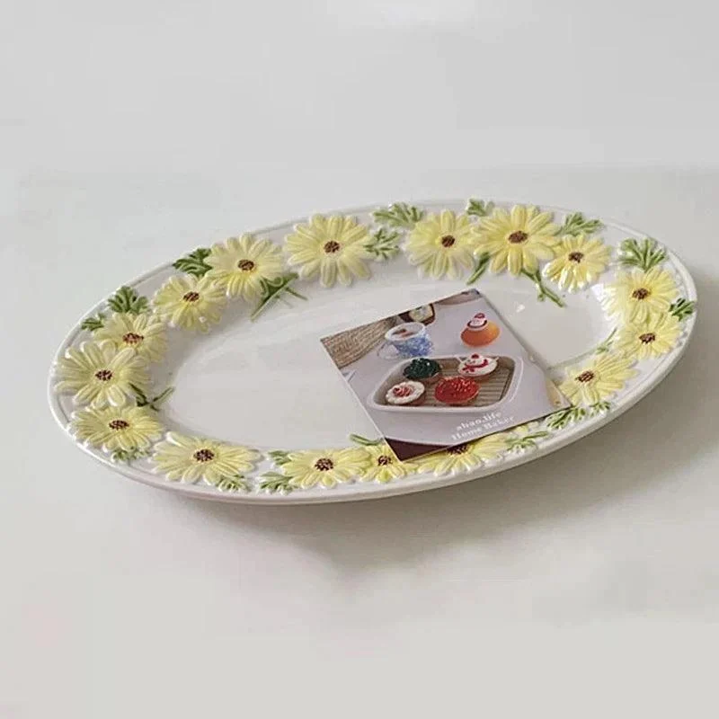 Daisy Dinnerware Set Underglaze Ceramic Plates -