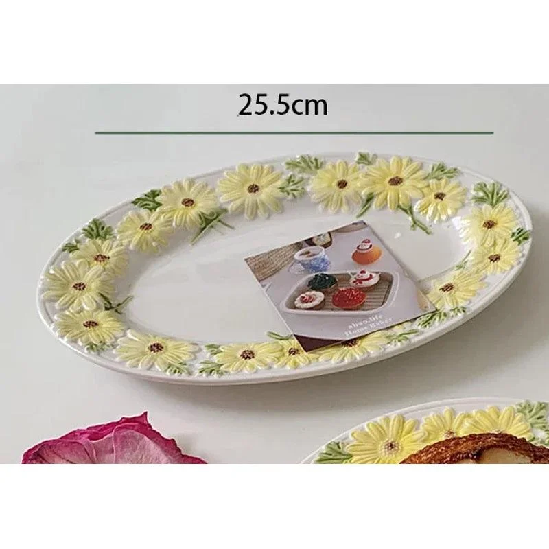 Daisy Dinnerware Set Underglaze Ceramic Plates -