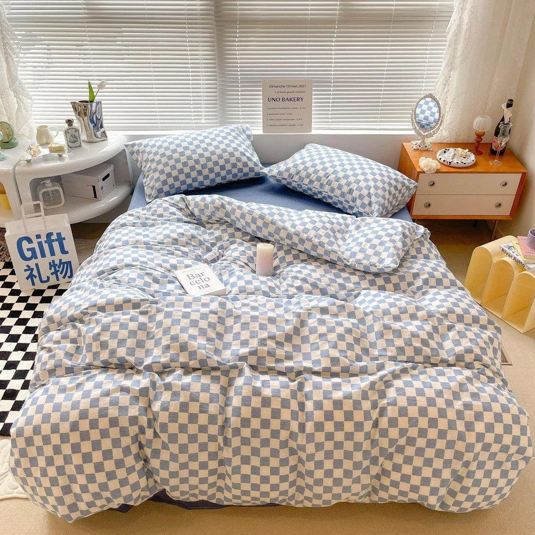 Danish Aesthetic Checkered Pattern Bedding -  - #tag1#