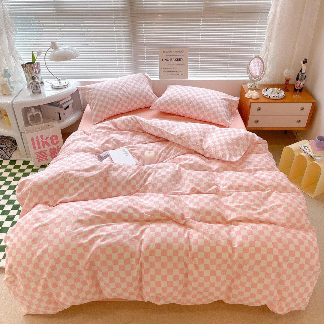 Danish Aesthetic Checkered Pattern Bedding -  - #tag1#
