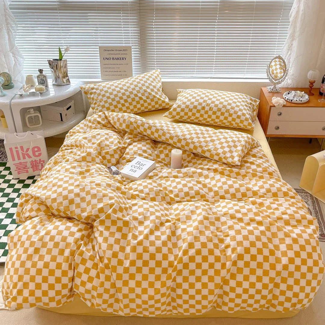 Danish Aesthetic Checkered Pattern Bedding -  - #tag1#
