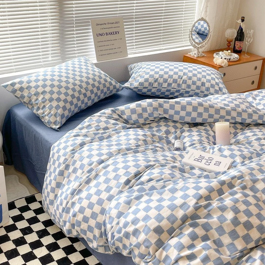 Danish Aesthetic Checkered Pattern Bedding -  - #tag1#