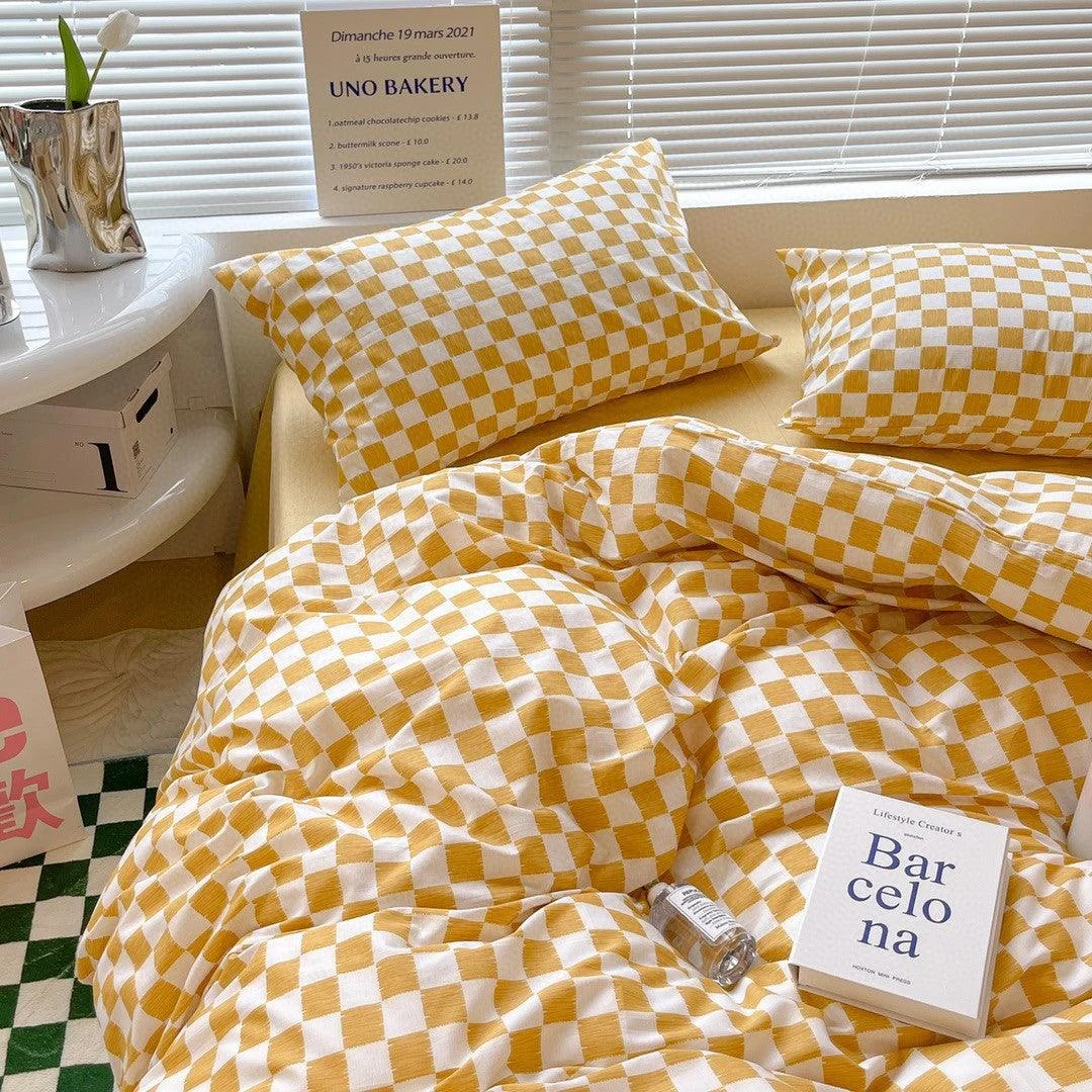 Danish Aesthetic Checkered Pattern Bedding -  - #tag1#