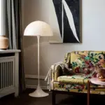 Danish Mid Century Modern White Mushroom Floor Lamp