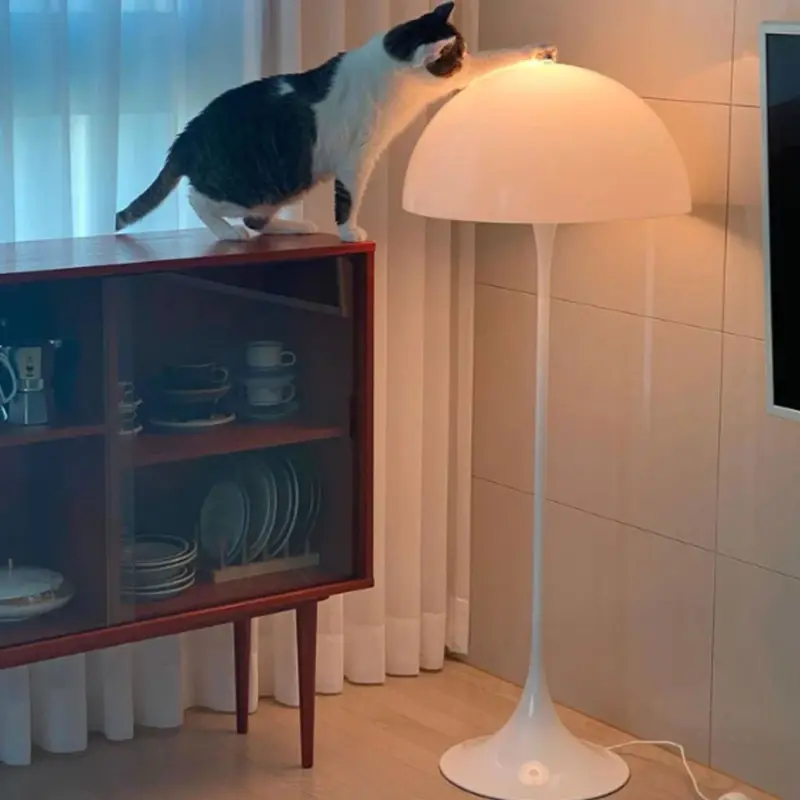 Danish Mid Century Modern White Mushroom Floor Lamp