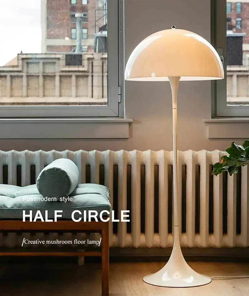 Danish Mid Century Modern White Mushroom Floor Lamp