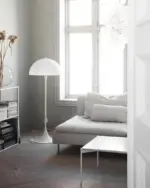 Danish Mid Century Modern White Mushroom Floor Lamp