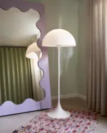 Danish Mid Century Modern White Mushroom Floor Lamp