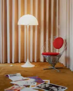Danish Mid Century Modern White Mushroom Floor Lamp