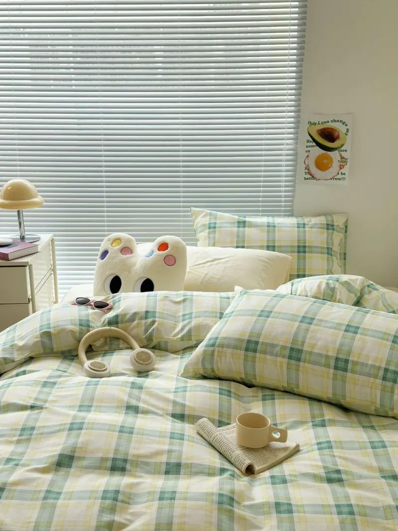 Danish Pastel Plaid Bedding Set tag1