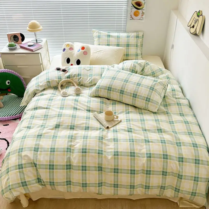 Danish Pastel Plaid Bedding Set tag1