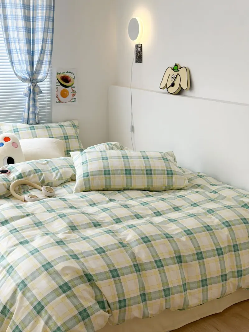Danish Pastel Plaid Bedding Set tag1