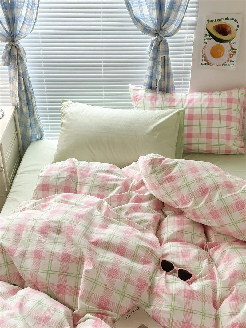 Danish Pastel Plaid Bedding Set -  - #tag1#