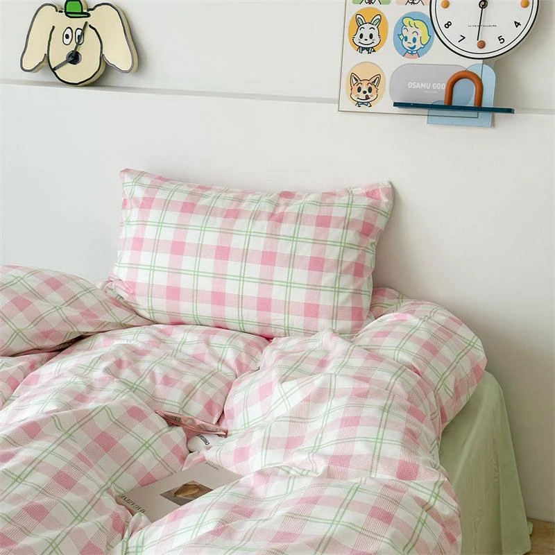 Danish Pastel Plaid Bedding Set -  - #tag1#