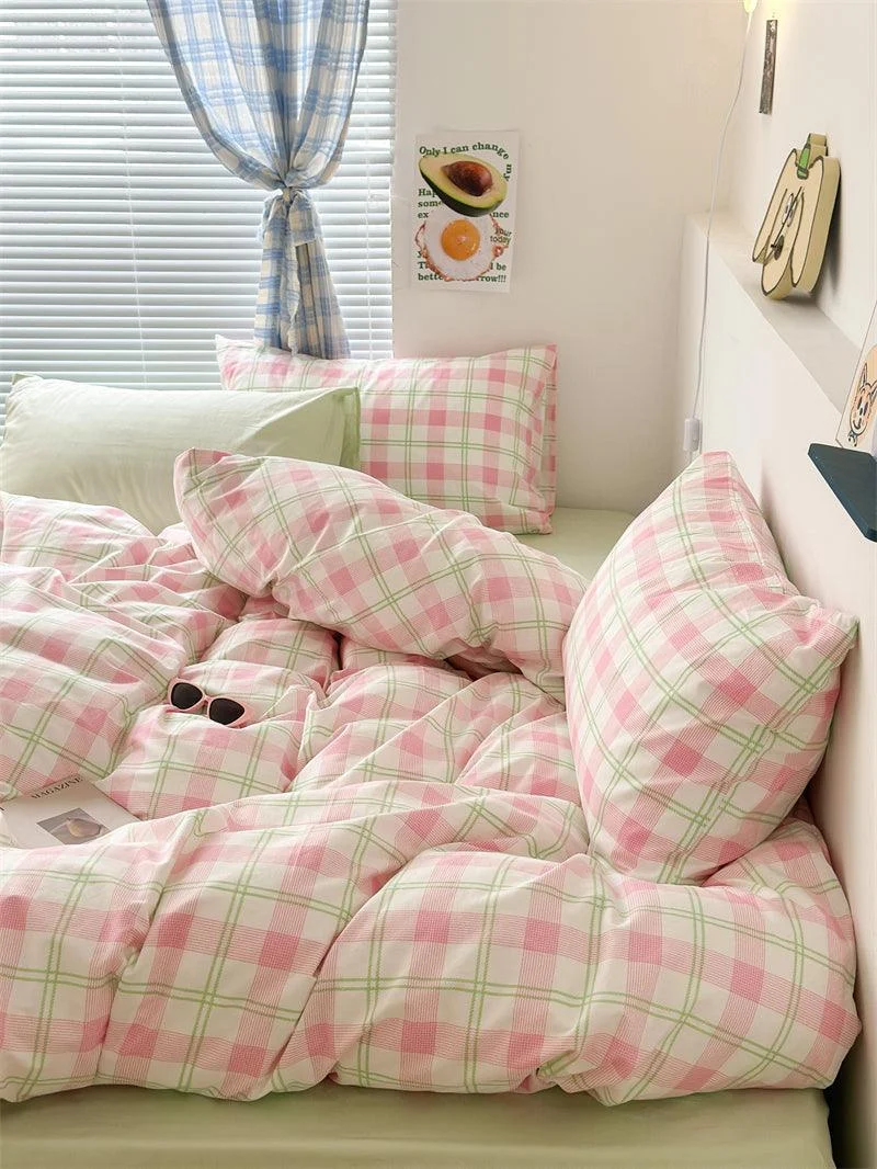 Danish Pastel Plaid Bedding Set -  - #tag1#