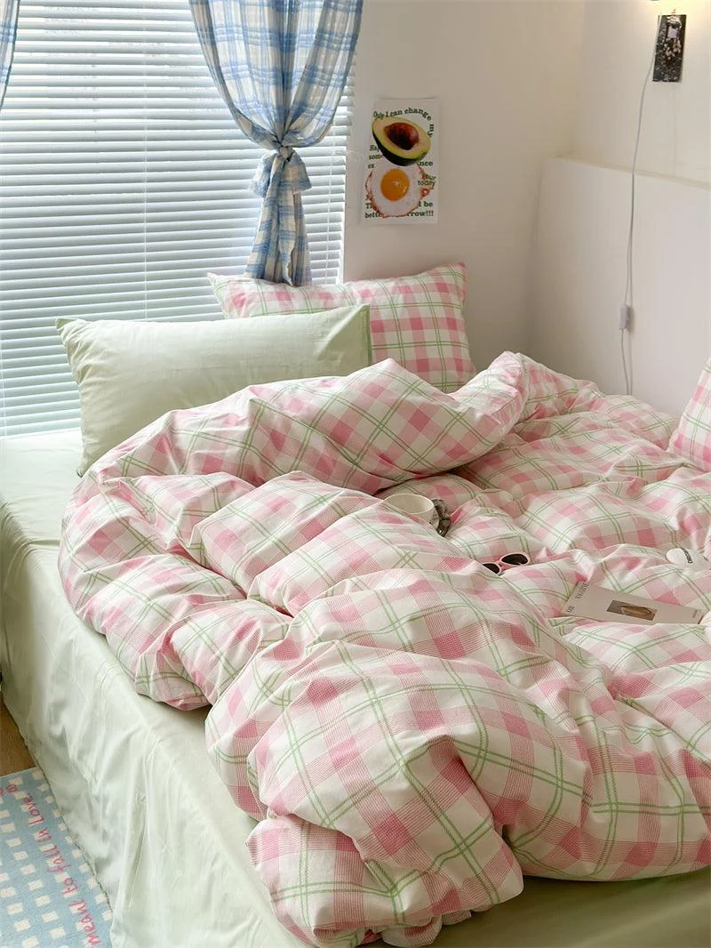 Danish Pastel Plaid Bedding Set -  - #tag1#