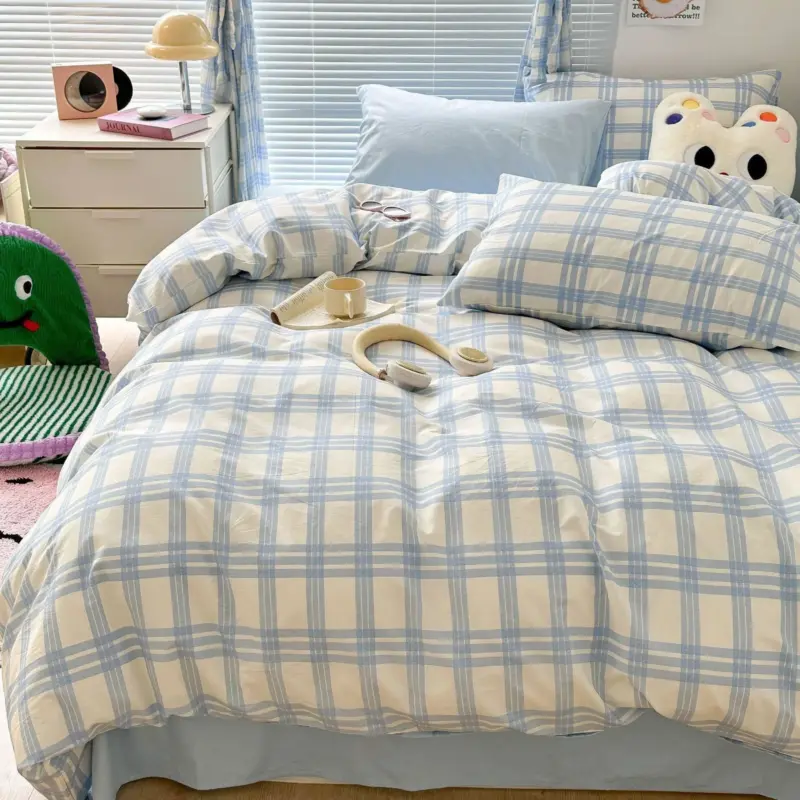 Danish Pastel Plaid Bedding Set tag1