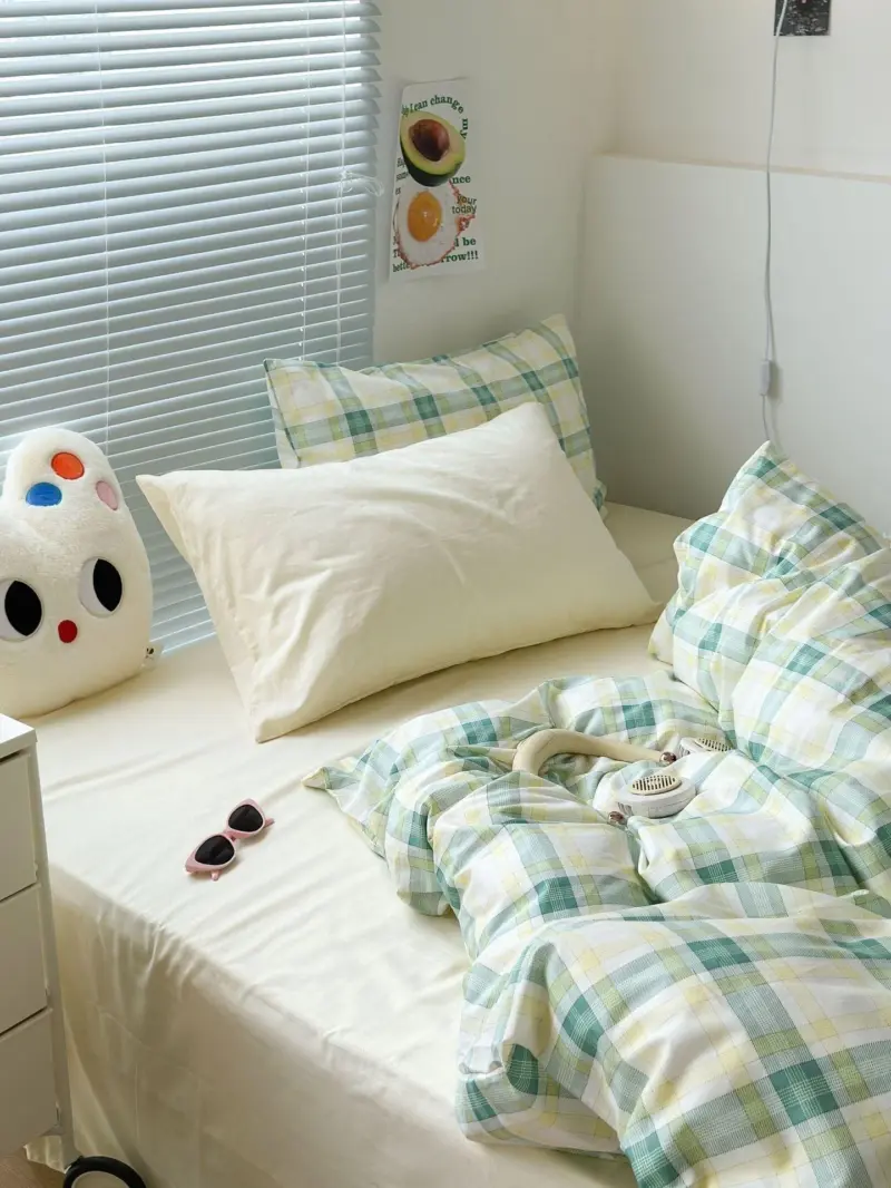 Danish Pastel Plaid Bedding Set tag1