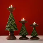 Dark Green Christmas Tree Candle Holder