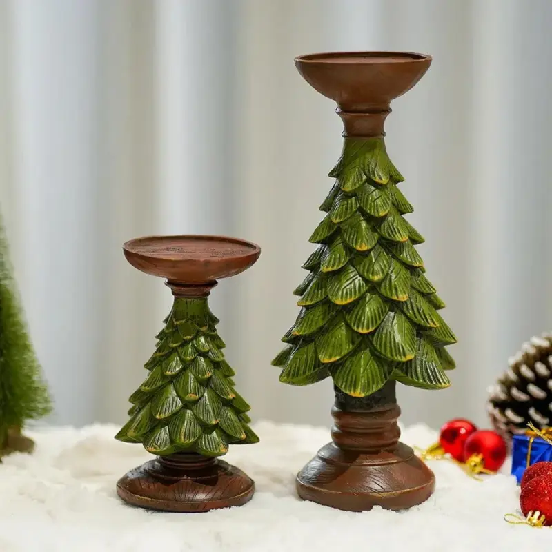 Dark Green Christmas Tree Candle Holder